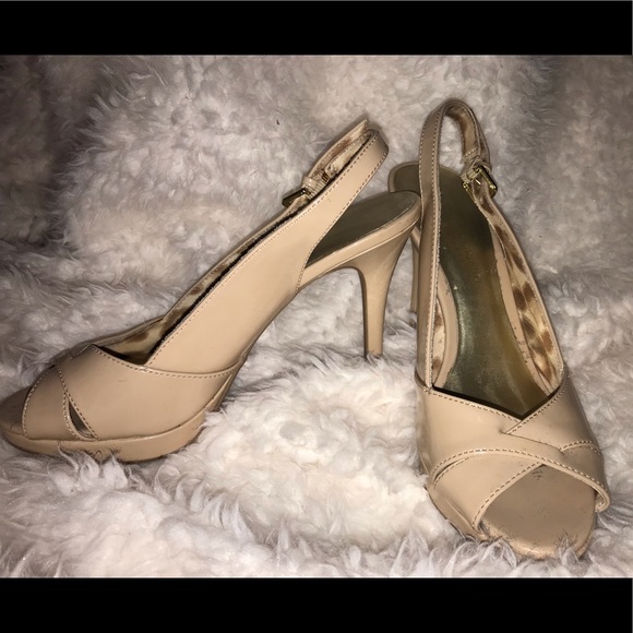 Christian Siriano Shoes - Tan Peep Toe Heels
